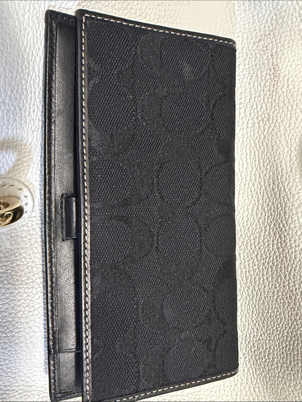 Coach Black Signature Canvas Long Wallet with Contrast Stitching